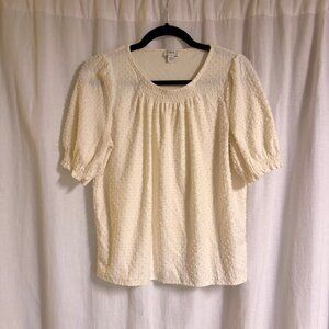 J.Crew Swiss Dot Cream Puff Sleeve Blouse Size Small Romantic Cottagecore